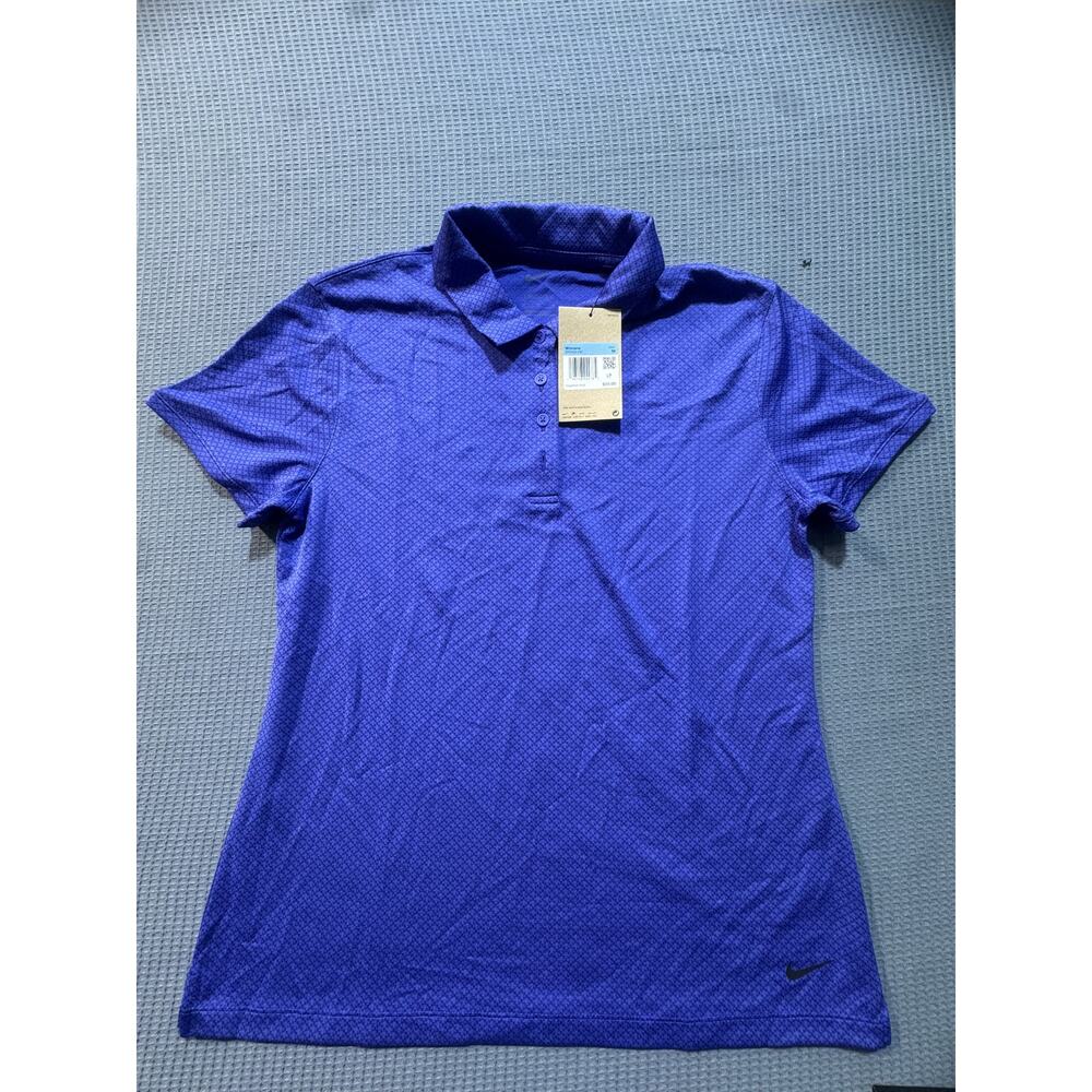 Nike Swoosh‎ Collared Tee Women Sz M Blue Brand New